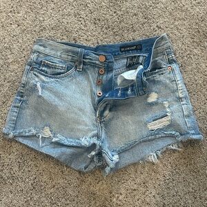 Women's Distressed Blue Denim Shorts